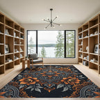 Elegant Burnt Orange Floral Medallion Rug
