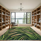 Golden Wheat Fern Botanical Greenery Rug