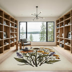 Botanical Coneflower Lavender Meadow Illustration Rug