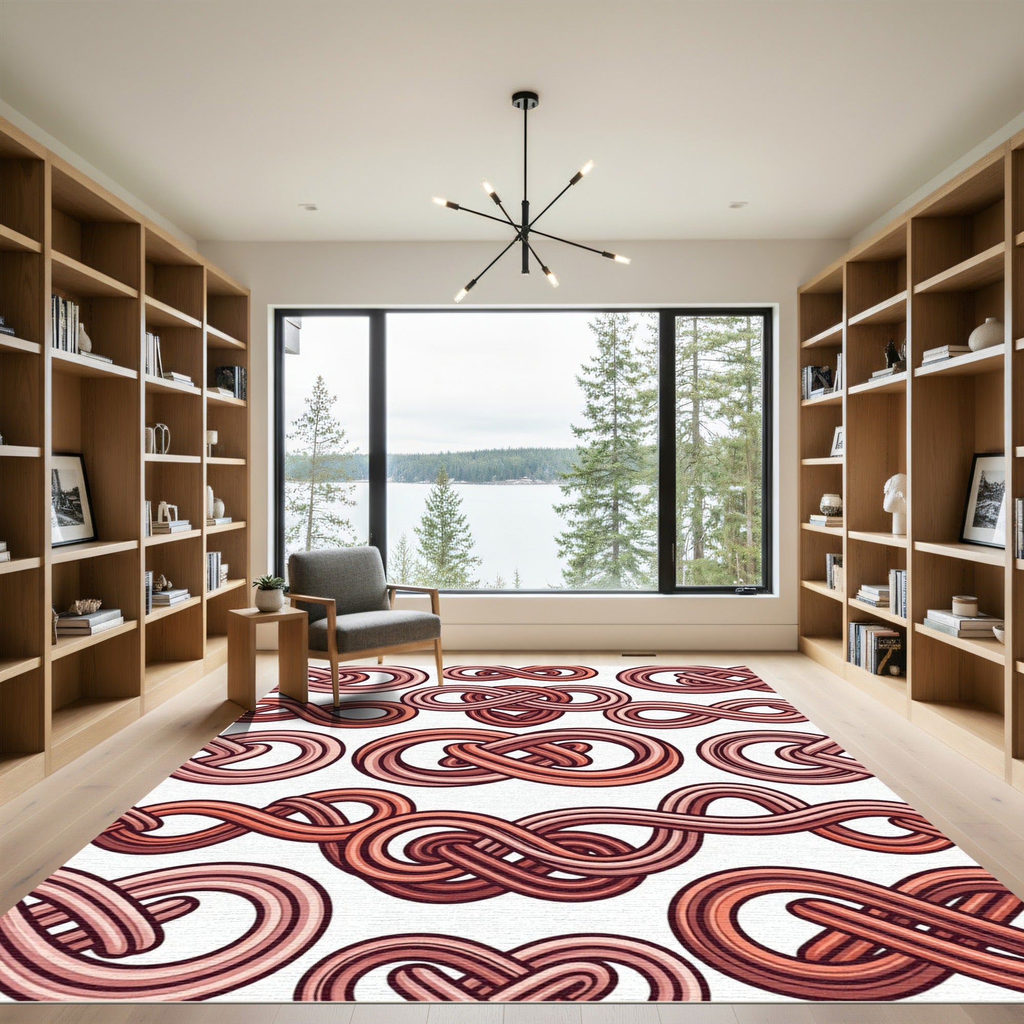 Coral Infinite Loop Knots Rug