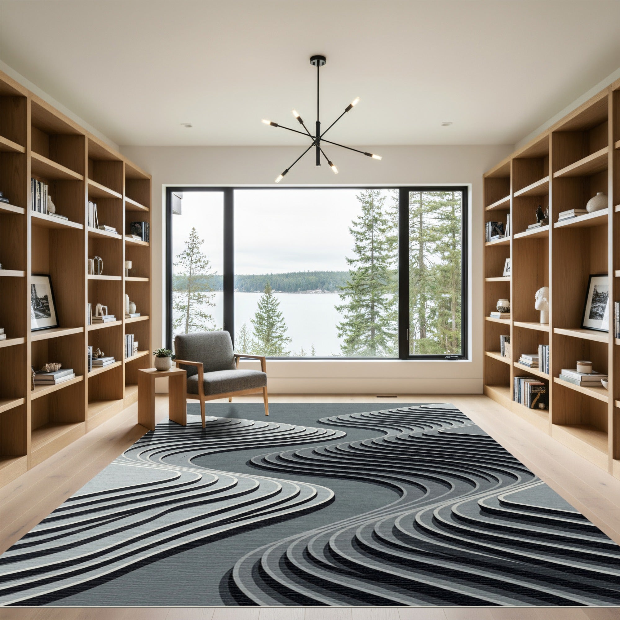 Gray Sculpted Wave Layers Rug