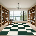 Bold Forest Green Checkered Grid Rug