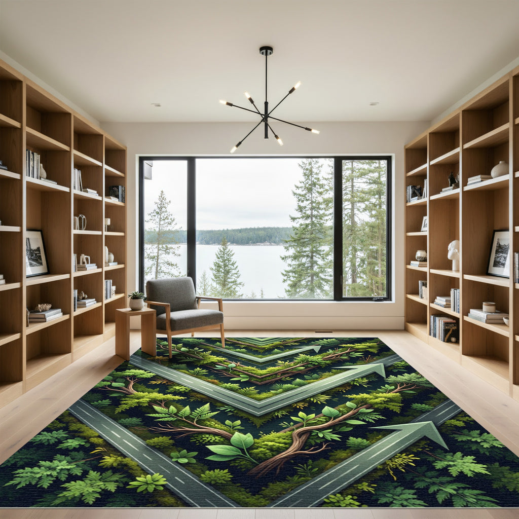 Green Forest Arrow Geometric Abstraction Rug