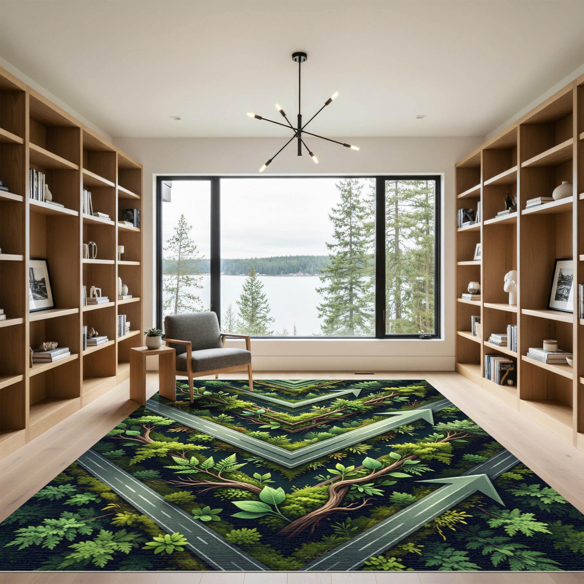 Green Forest Arrow Geometric Abstraction Rug