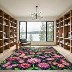 Pink Butterflies Garden Meadow Rug