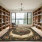 Antique Floral Ornate Gold Medallion Rug