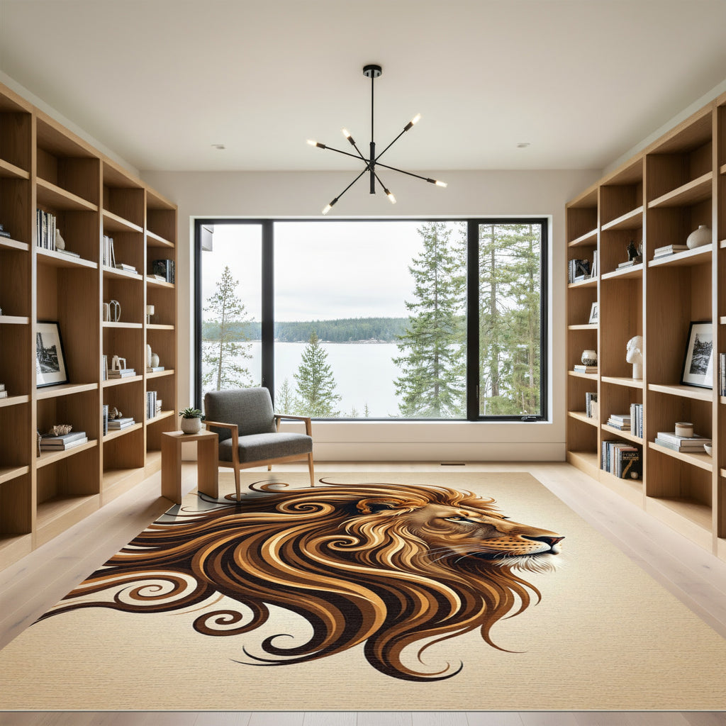 Majestic Golden Lion Mane Swirls Rug