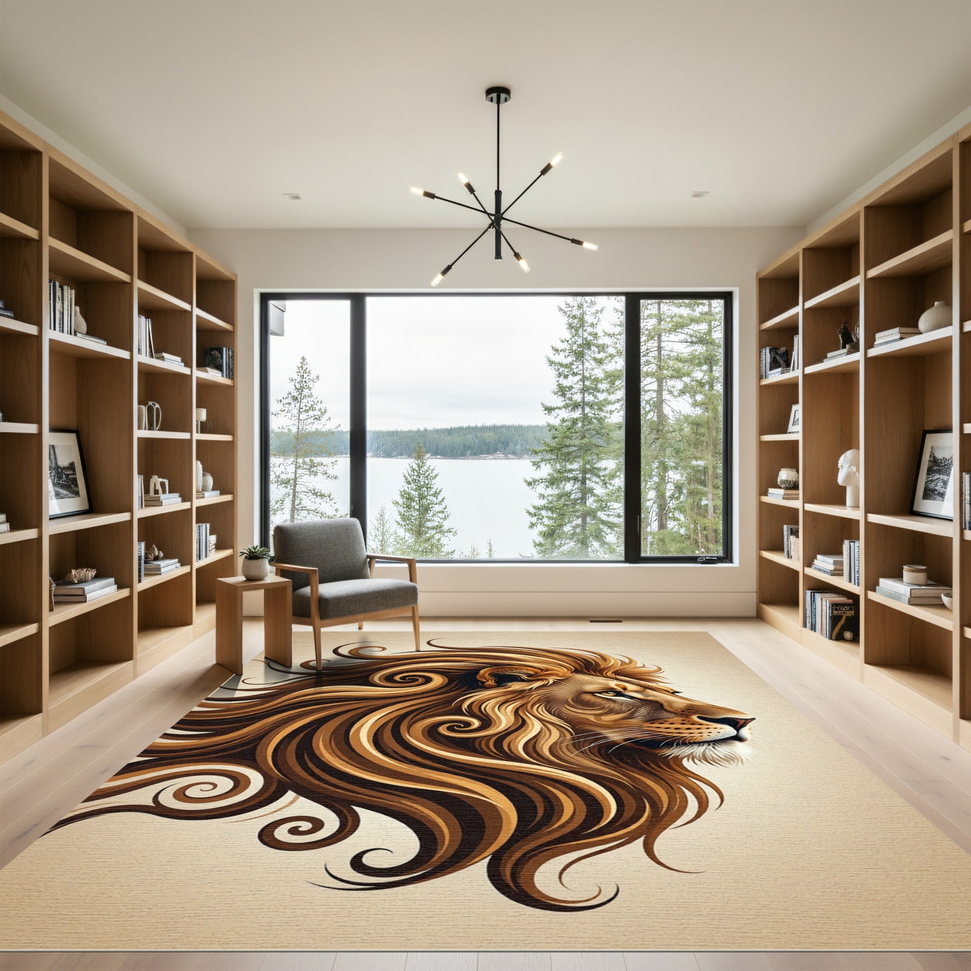 Majestic Golden Lion Mane Swirls Rug