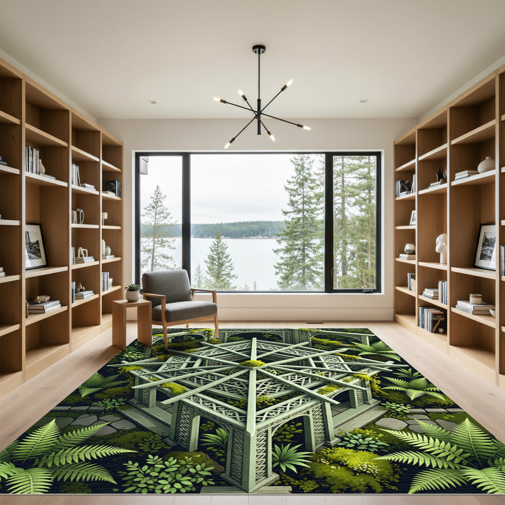Mossy Trellis Garden Pavillion Perspective Rug