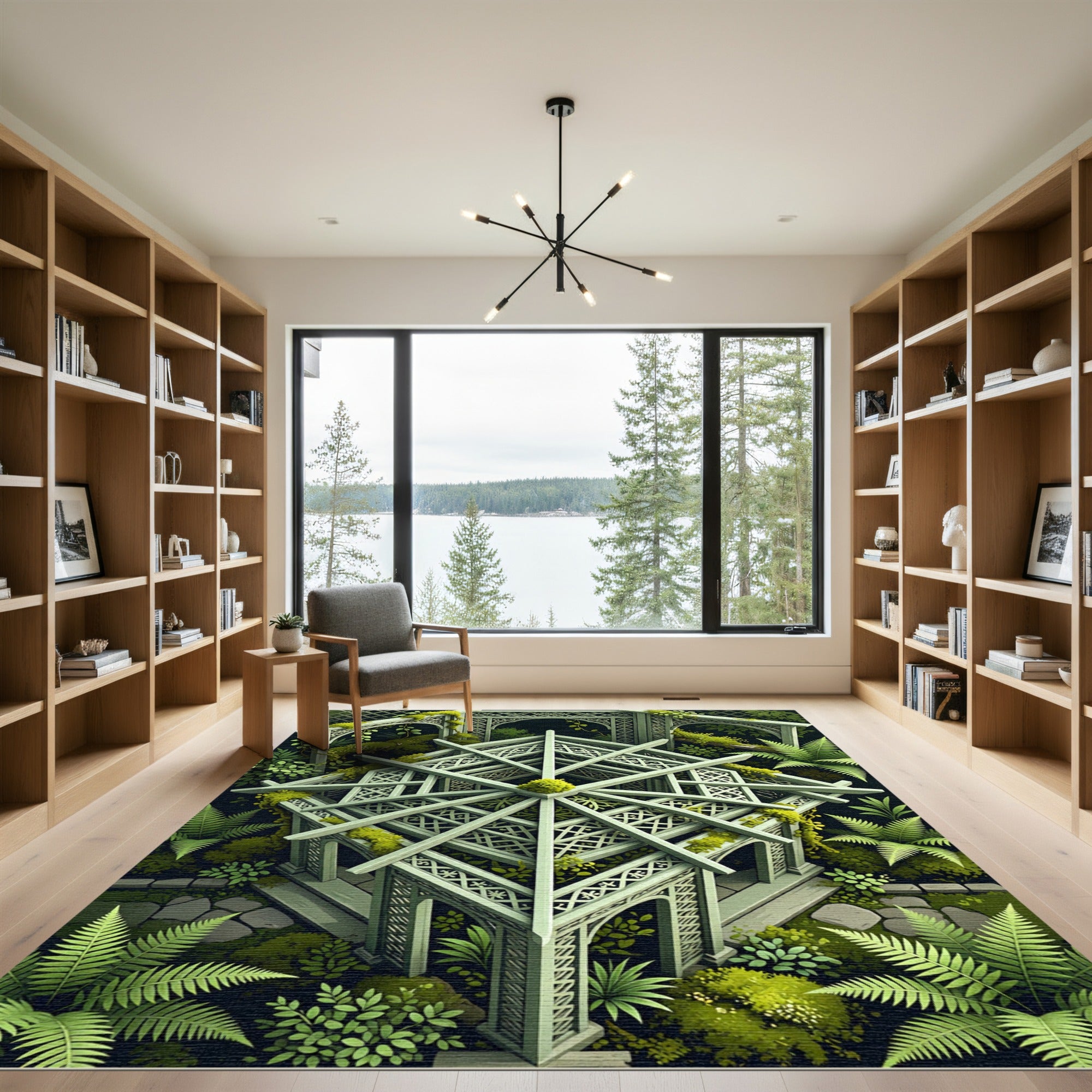 Mossy Trellis Garden Pavillion Perspective Rug