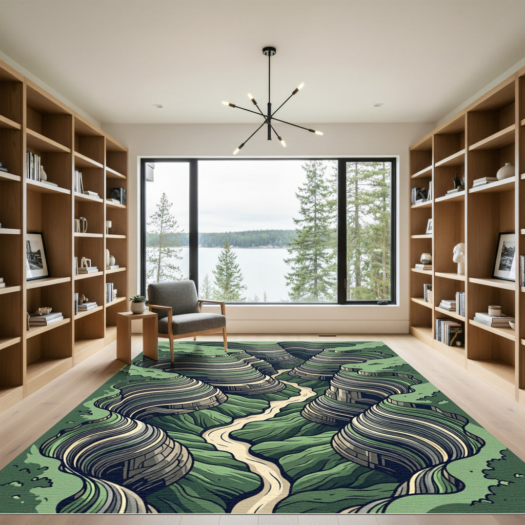 Abstract Rippled Canyon Terrain Landscape Rug