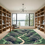 Abstract Rippled Canyon Terrain Landscape Rug