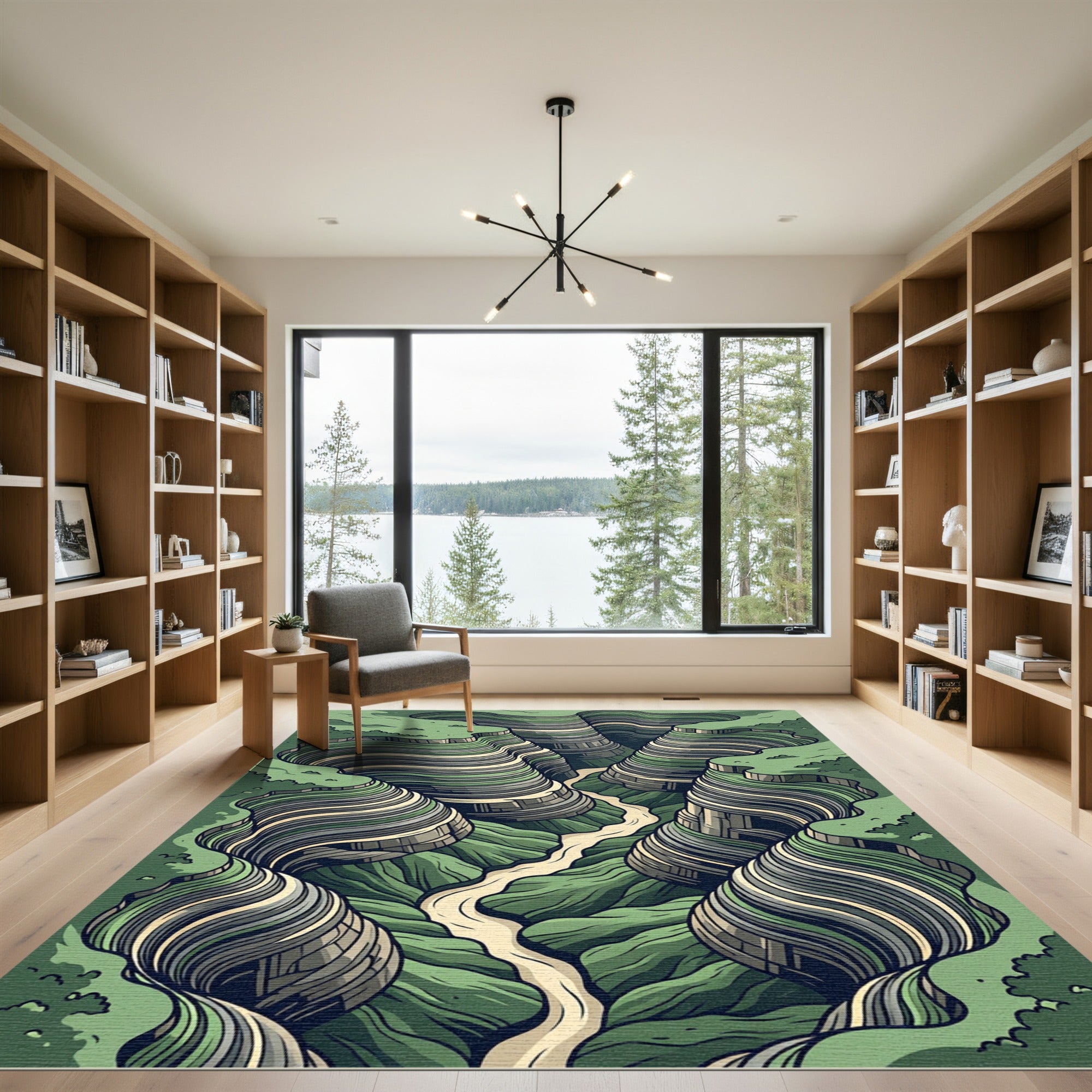 Abstract Rippled Canyon Terrain Landscape Rug