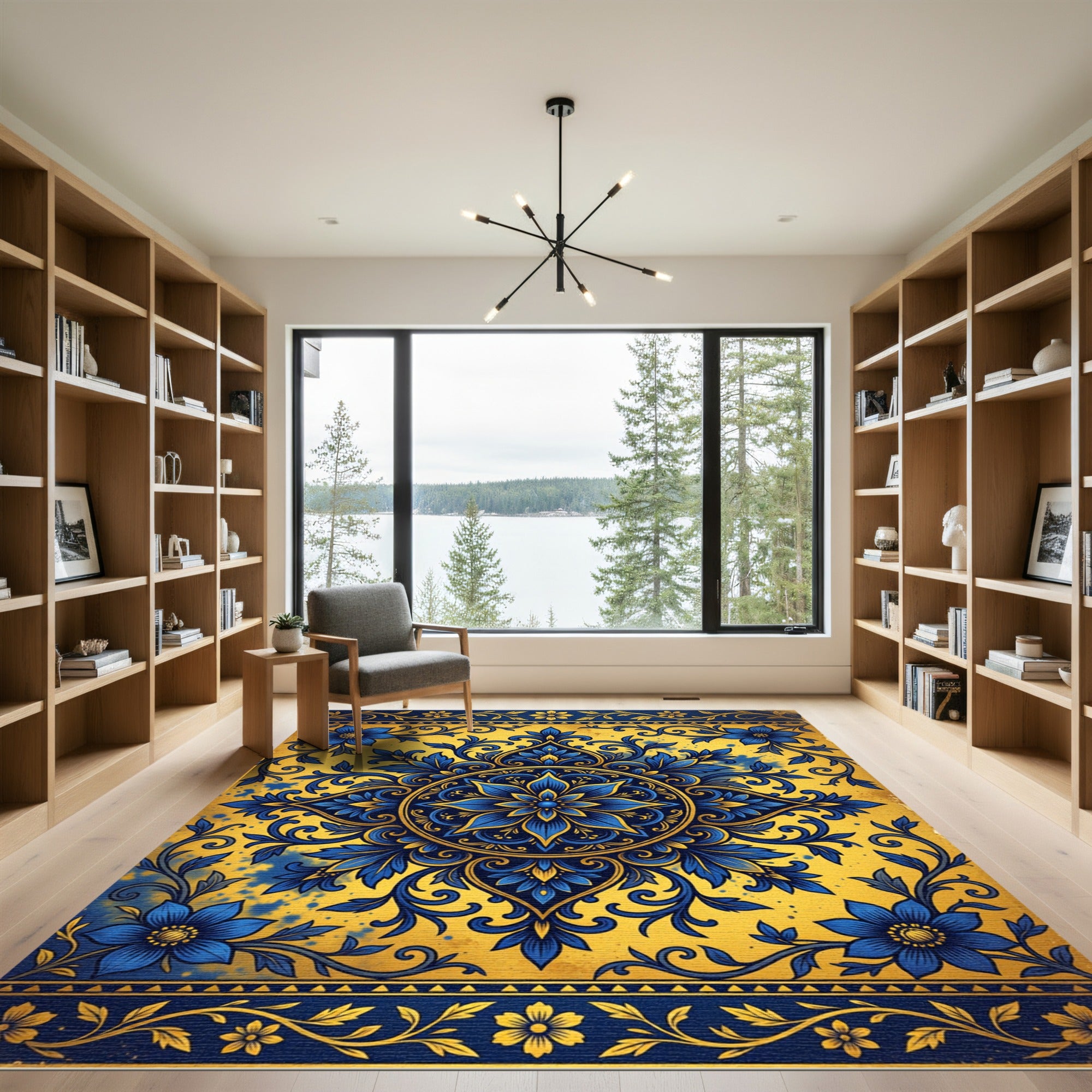 Azure Saffron Elaborate Central Bloom Rug