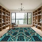 Teal Archway Keyhole Geometric Floor Art Rug