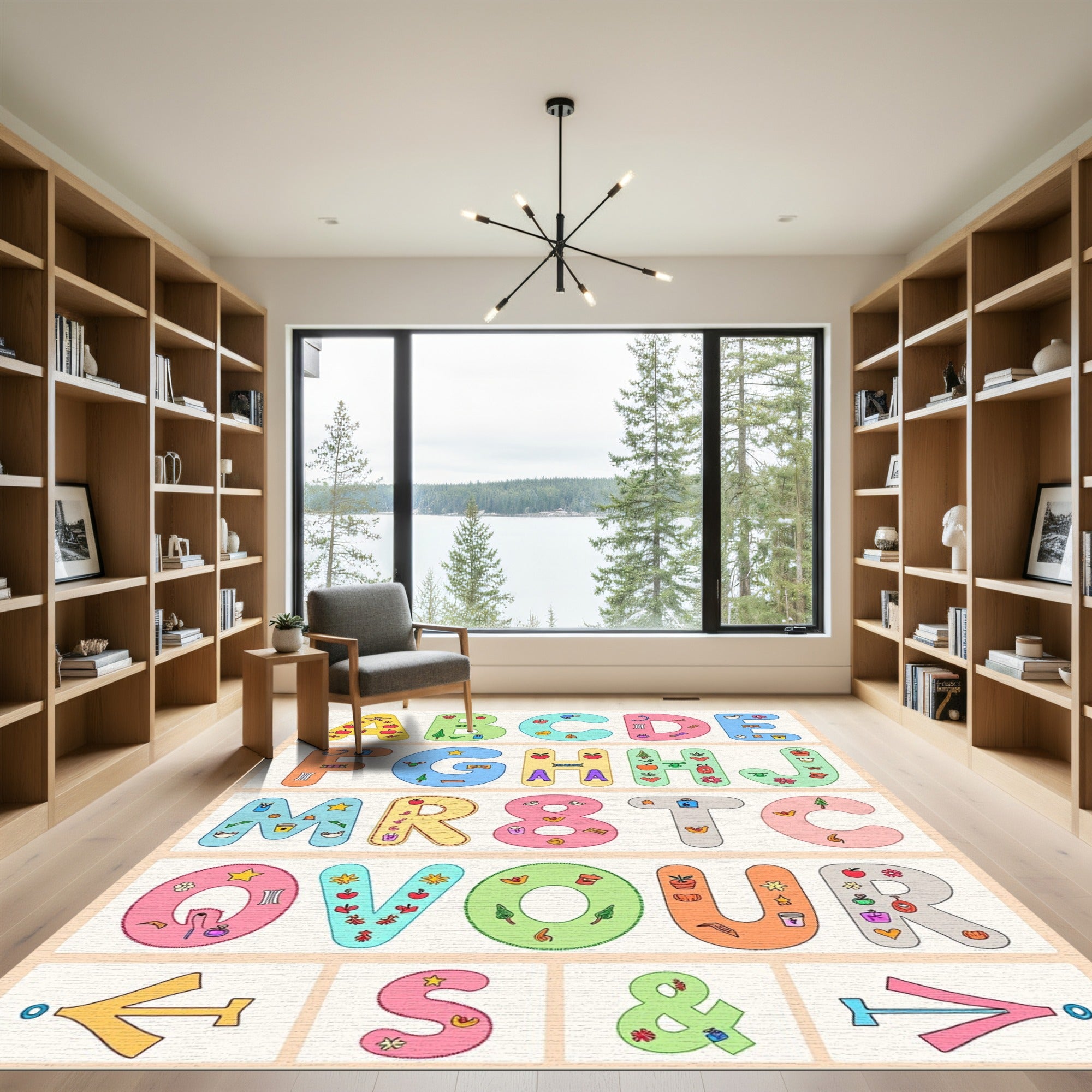 Whimsical Alphabet Garden Patchwork Rug