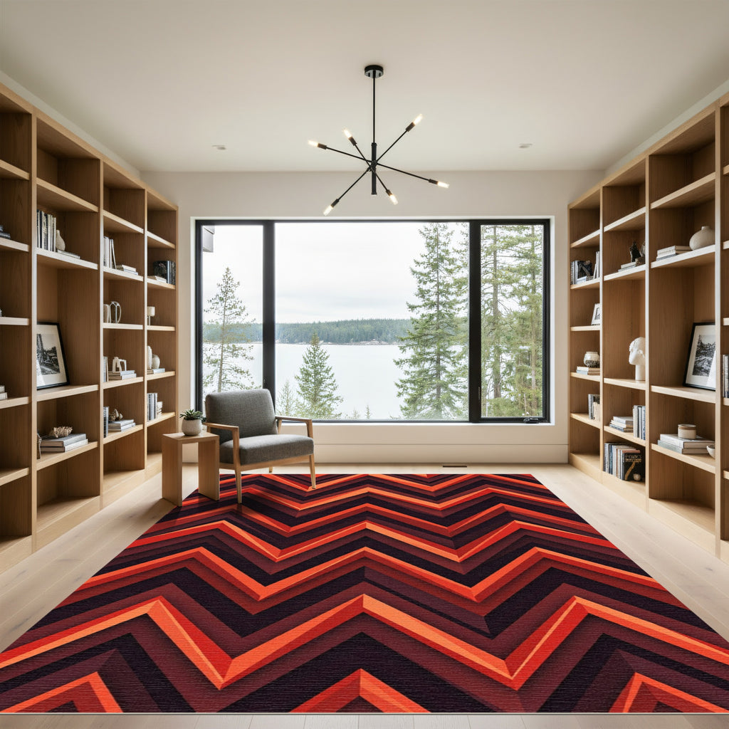 Bold Amber Chevron Layered Rug