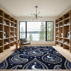 Celestial Midnight Moon Floral Paisley Rug