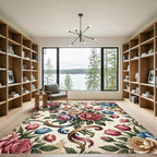 Vintage Elegant Rose Floral Scroll Arrangement Rug