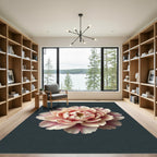 Ornate Pink Peony Blossom Rug
