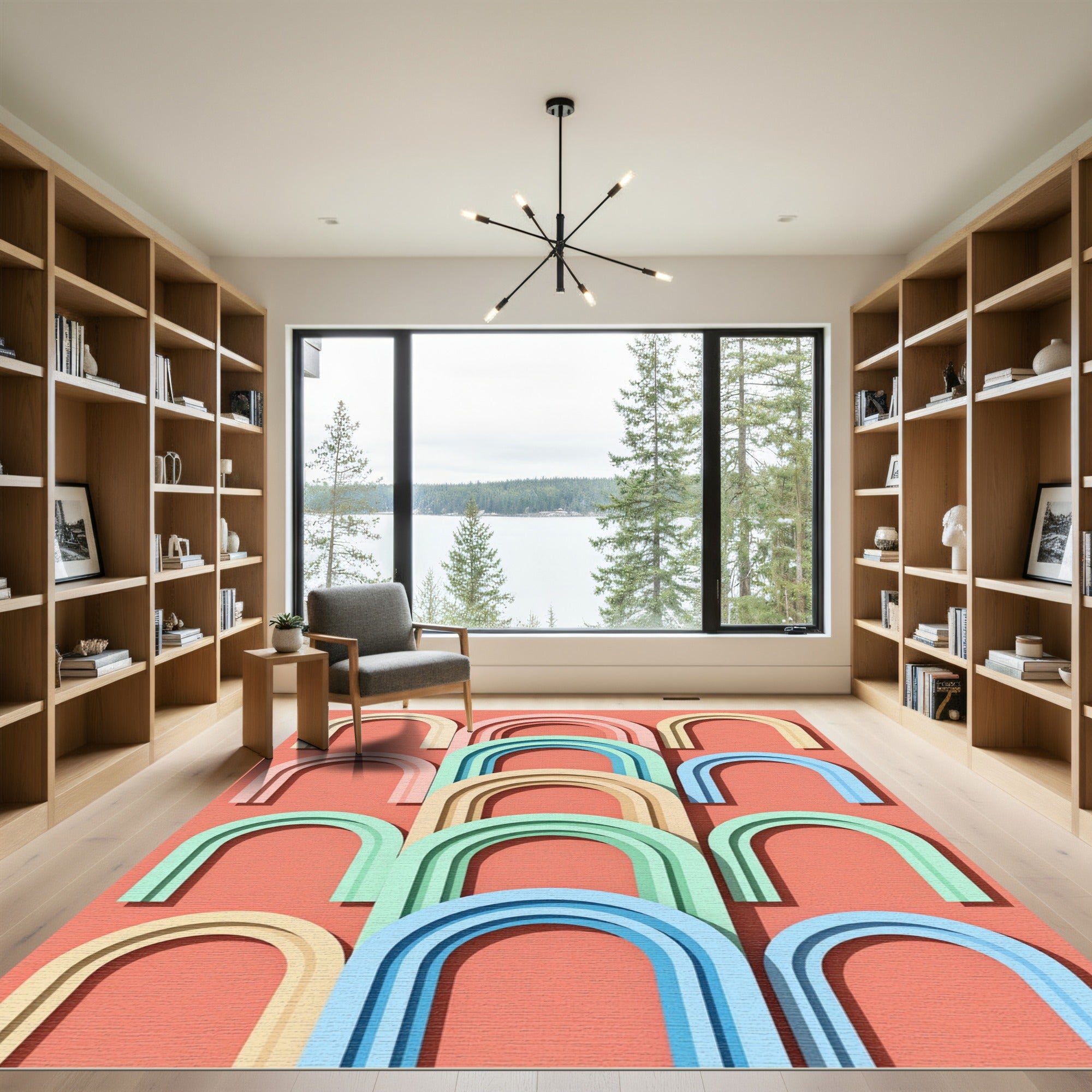 Modern Pastel Arch Geometric Repeating Rug