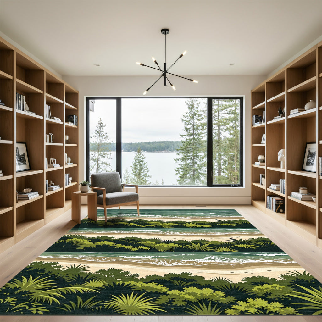 Coastal Shoreline Lush Tropical Vista Rug