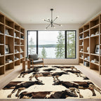 Rustic Brown and White Cow Farmhouse Rug