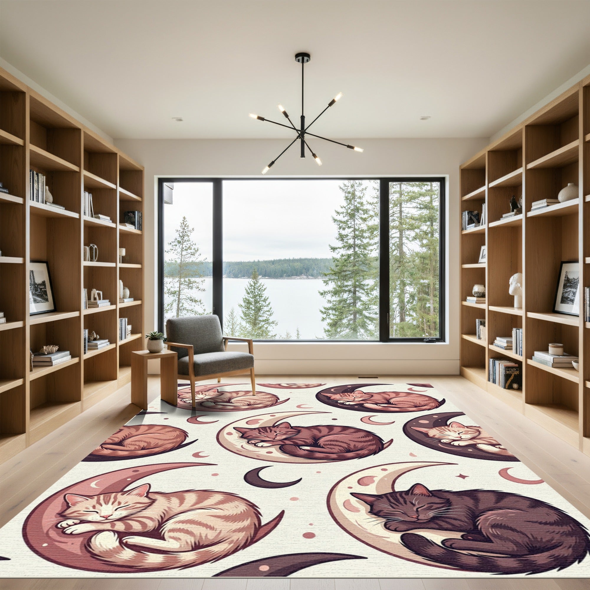 Sleeping Cats Crescent Moon Composition Rug