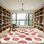 Sweet Red Strawberry Polka Dot Rug