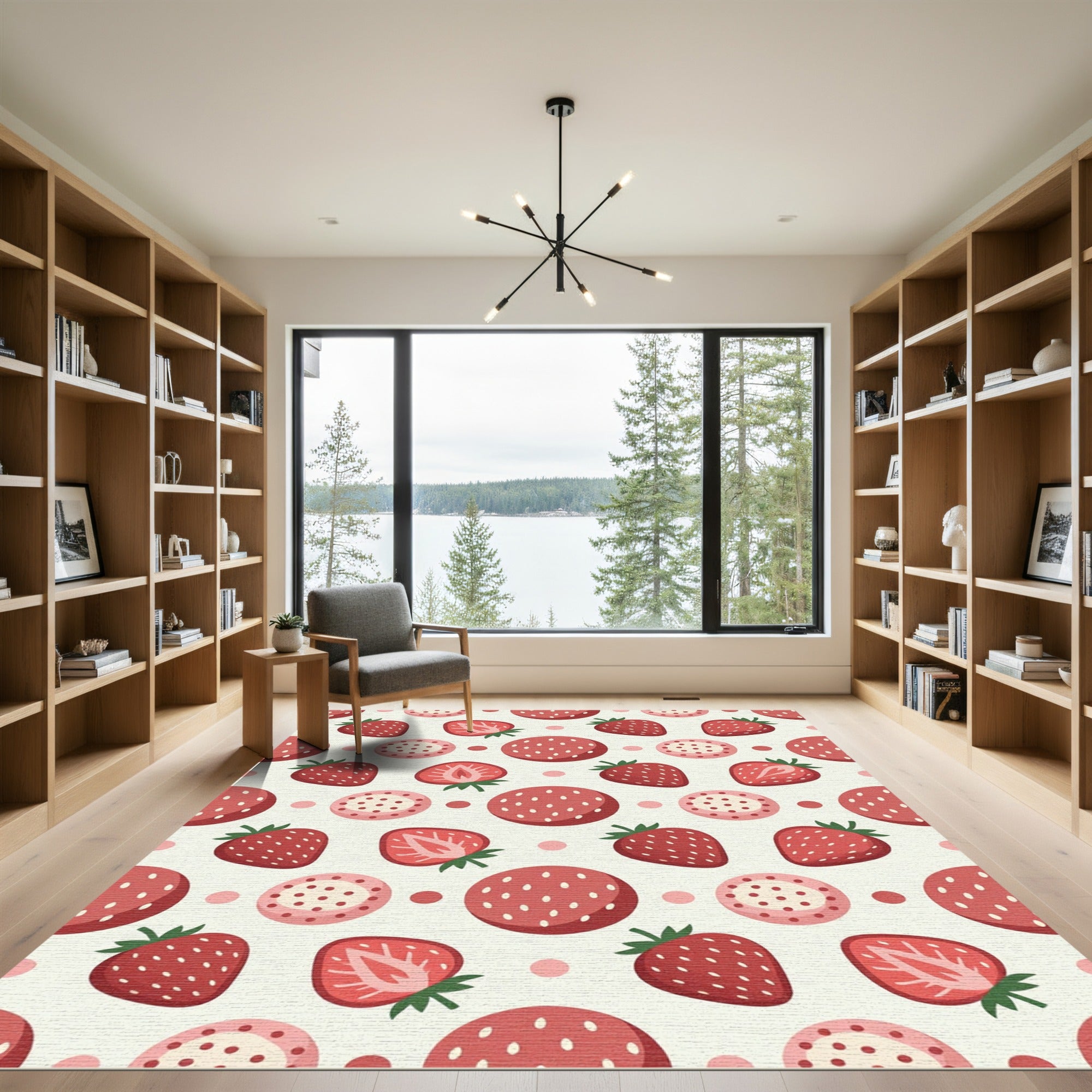 Sweet Red Strawberry Polka Dot Rug