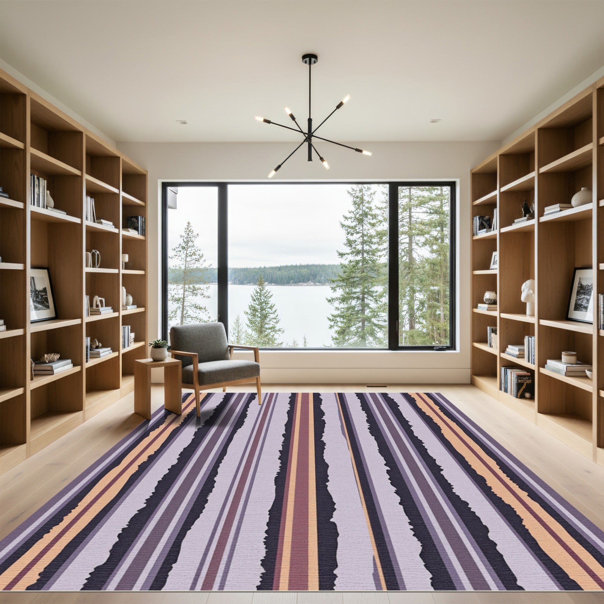 Earthy Tones Vertical Stripe Composition Rug