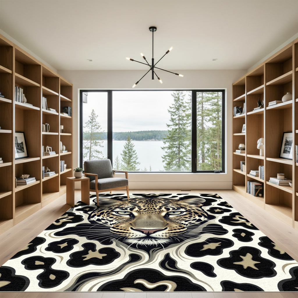 Majestic Leopard Spots Abstract Collage Rug