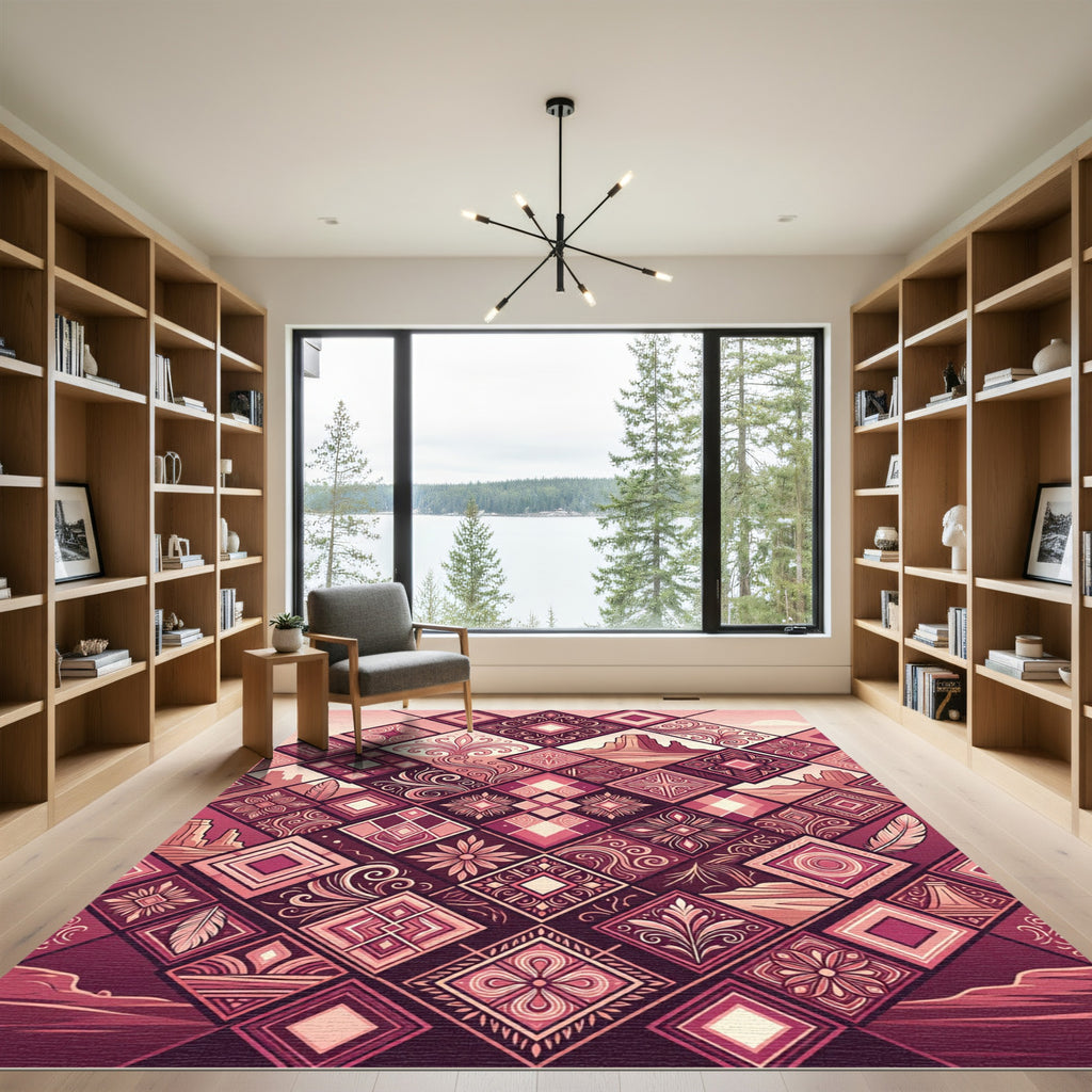 Geometric Southwest Desert Sunset Quilt Rug