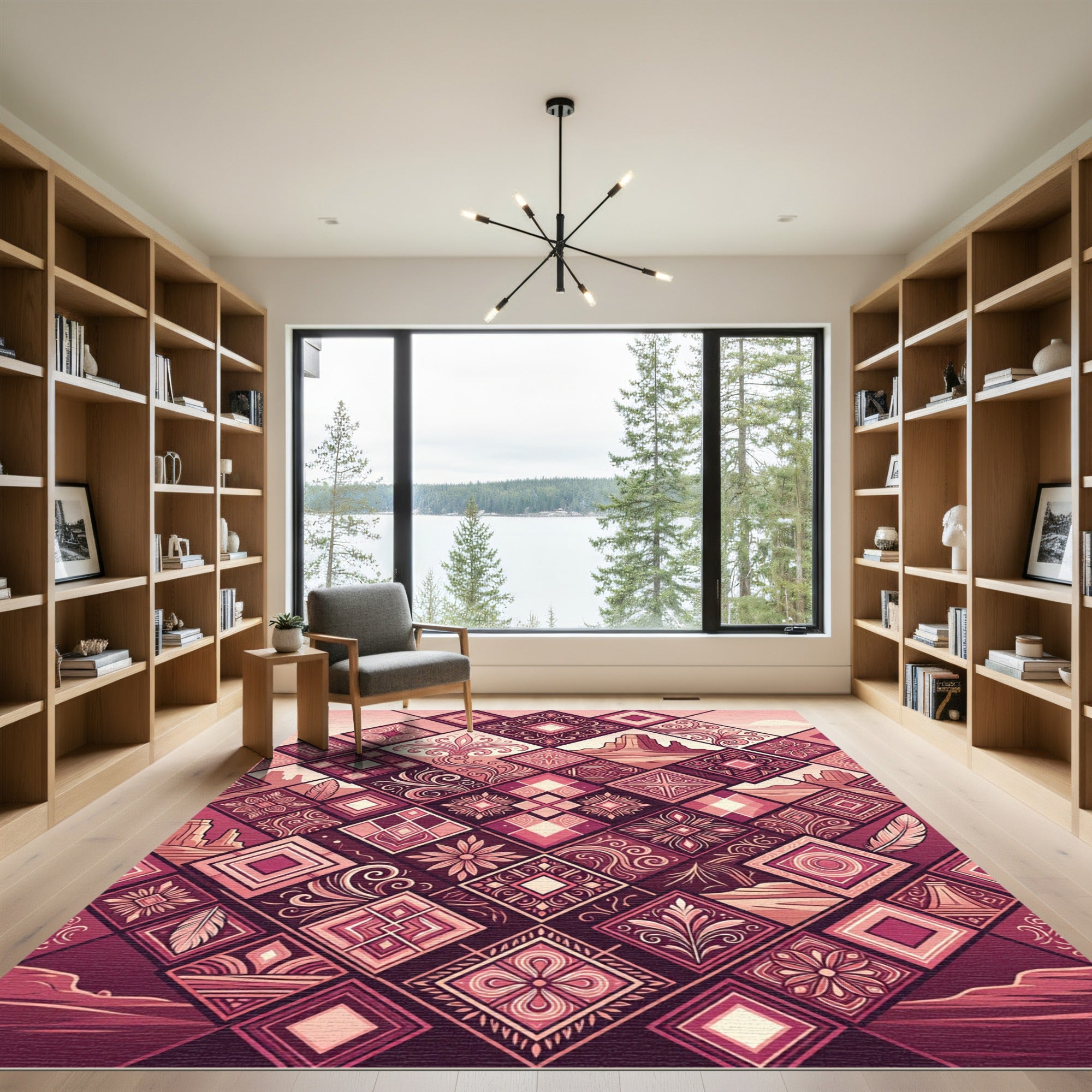 Geometric Southwest Desert Sunset Quilt Rug