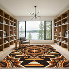 Geometric Sunburst Terracotta Southwestern Art Rug