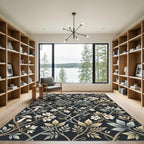 Dark Floral Mushroom Botanical Vines Rug