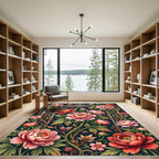 Victorian Coral Peony Garden Gate Rug