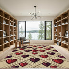 Crimson Burgundy Heart Lattice Rug