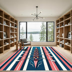 Red Blue White Striped Rowing Crew Rug