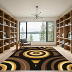 Brown and Gold Concentric Circles Rug
