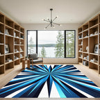 Radiant Azure Starburst Geometric Rug