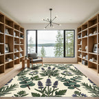 Botanical Lavender Eucalyptus Rosemary Floral Rug