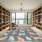 Playful Minimalist Cats and Dogs Illustration Rug