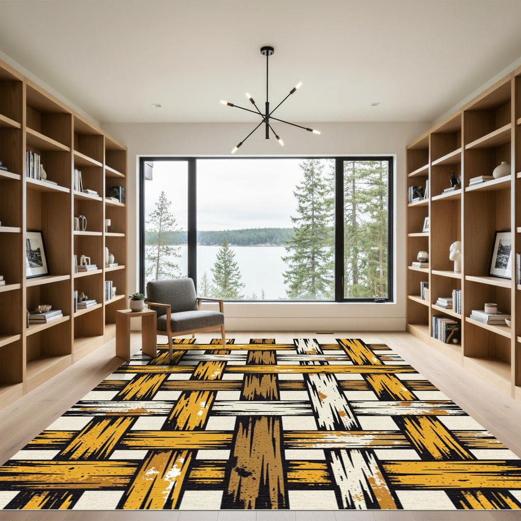 Rustic Woven Texture Amber Rug