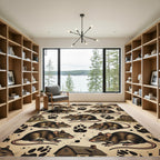 Rustic Field Mouse Farmhouse Paw Print Rug