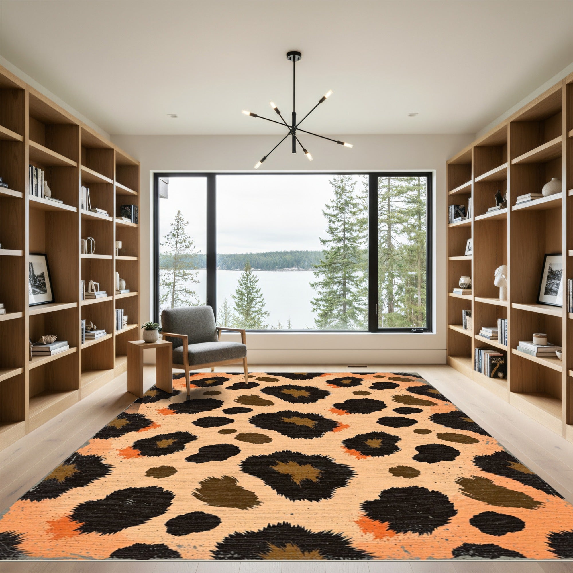 Bold Leopard Spot Spatter Print Rug