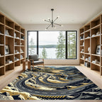 Abstract Winding Mountain Road Serpentine Landscape Rug