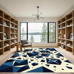 Deep Blue Geometric Crystal Explosion Rug