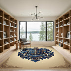 Elegant Navy Blue Nautical Anchor Crest Rug
