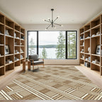 Beige Lattice Grid Textured Plaid Rug